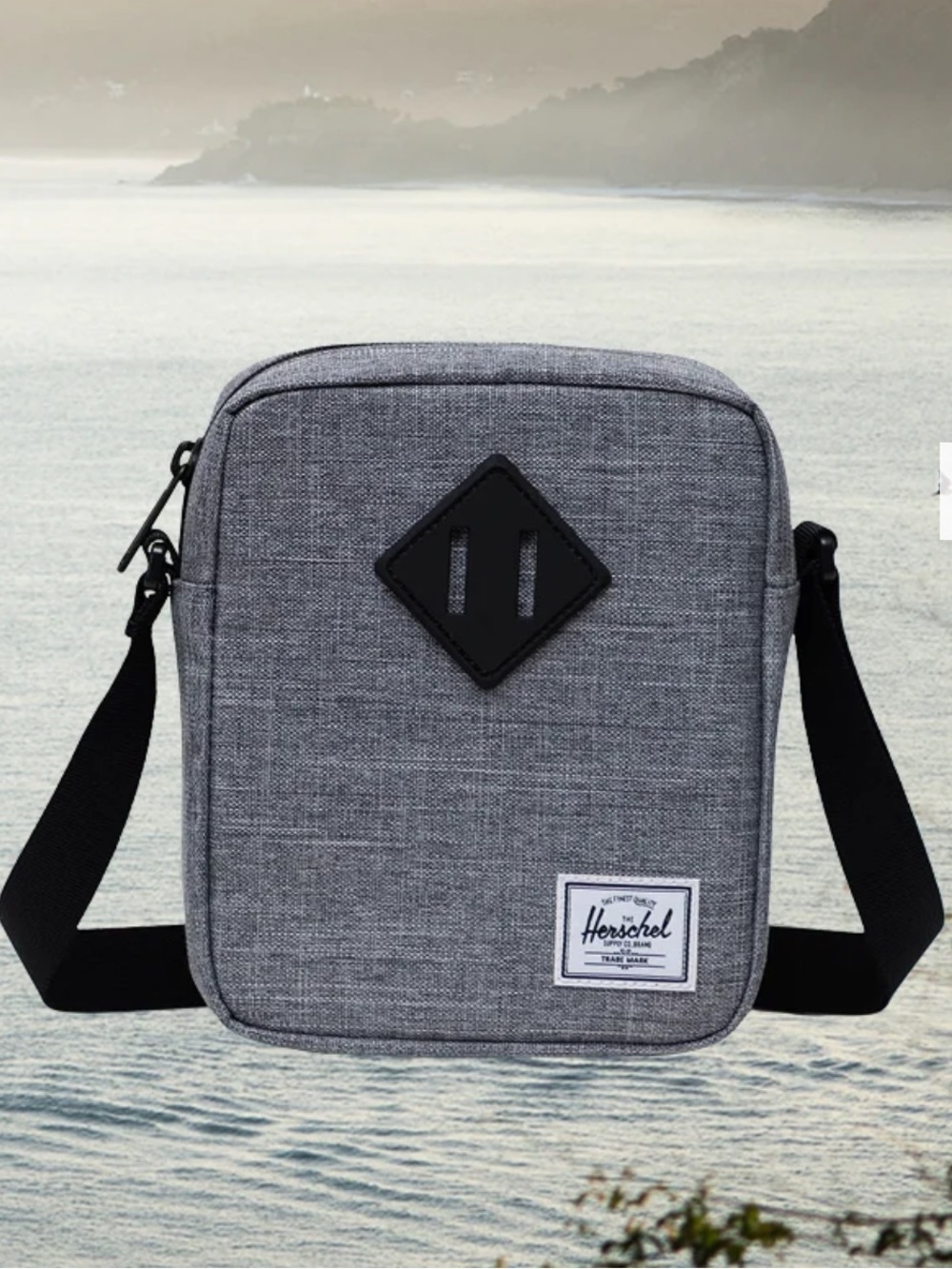 NWT Herschel Heritage Crossbody Raven Crosshatch Gray/Black Unisex